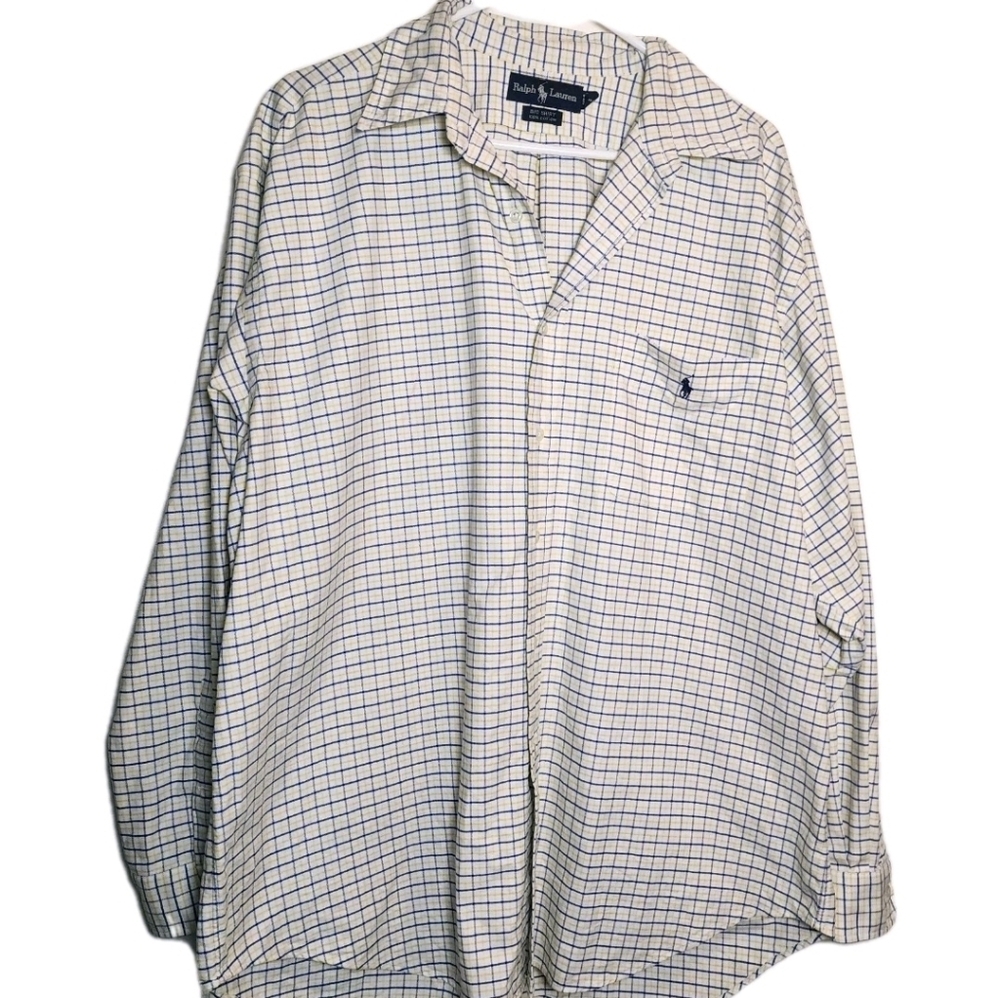 Ralph Lauren Mens BIG L Plaid Classic Fit Button 100% Cotton Long Sleeve Thick